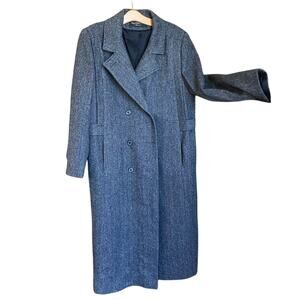 Vintage Alorna Gray Long Wool Coat USA union made Double breasted old money Med